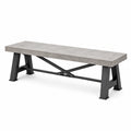 Sitzbank 180 x 40 x 45 cm in Grau mit Holzwerkstoffplatte und schwarzem Metallgestell im Industriestil