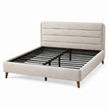 Polsterbett 160 x 200 cm Stoff Beige mit Metall-Lattenrost Modern