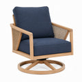 Drehsessel 78 x 82 x 88 cm aus Holz und Rattan in Naturblau mit gepolstertem Sitz im modernen Stil