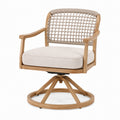 Drehsessel 75 x 75 x 89 cm Holz Natur Beige mit Seilgeflecht und Polsterung
