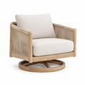 Drehsessel 78 x 82 x 86 cm Holz Beige mit Kordelgeflecht